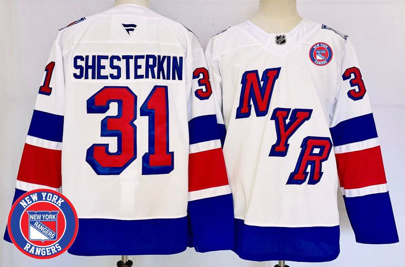 Men New York Rangers 31 Shesterkin White Fanatics 2025 NHL Jersey style 4